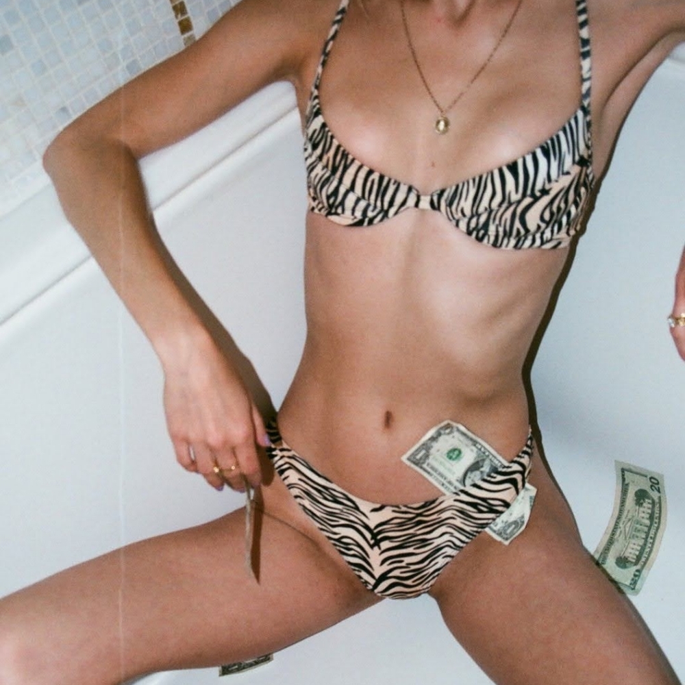 Bamba Swim Bella Bra Bikini Top + Elle Bottom in Tiger – M